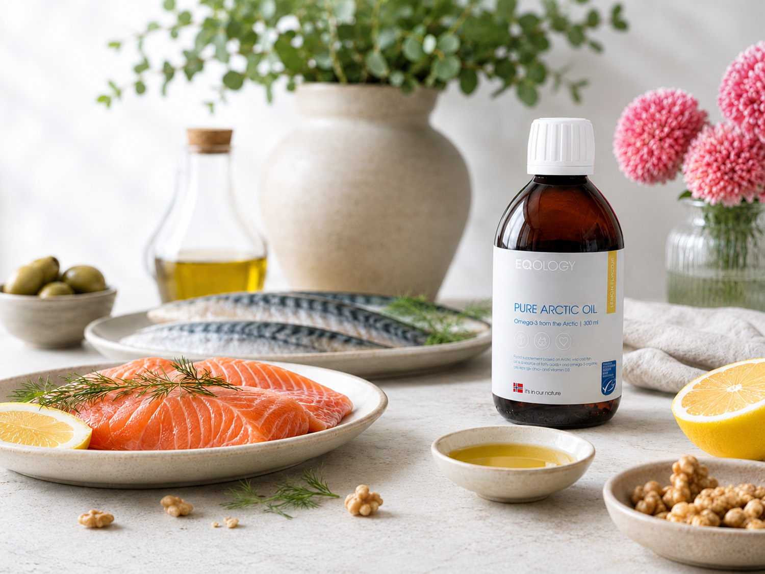 Voeding met vette vis en omega-3-visolie